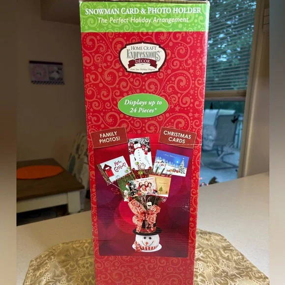 Festive Snowman Holiday Arrangement with Red and Green Accents Card Photo Holder - Picture 8 of 9